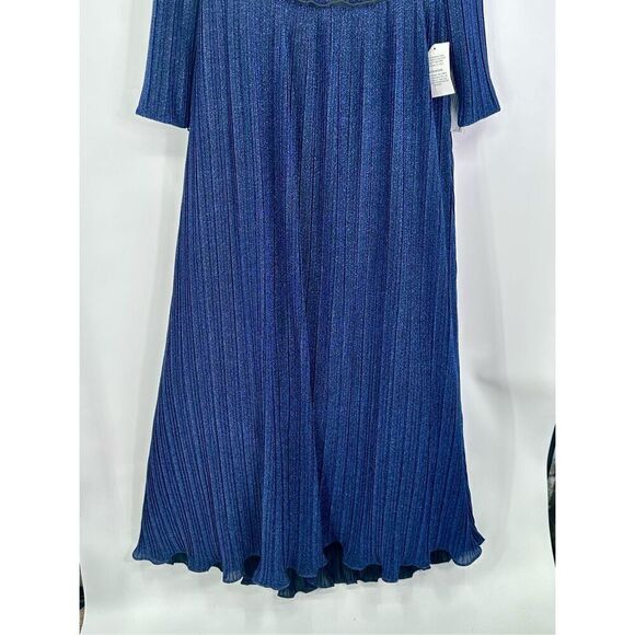 Mac Duggal NWT size 18W shimmering v neck long sleeve gown 48892 plus size mothe - Picture 7 of 16